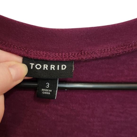 Torrid Above Knee Length A-Line Pockets Puff Sleeve Skater Dress Maroon Size 3X - Picture 8 of 9